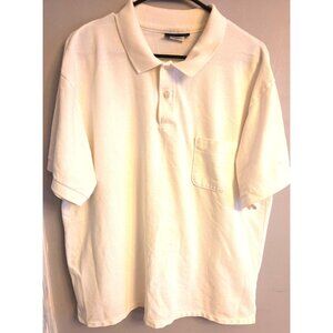 Mens Puritan White Polo Shirt XL Short Sleeve Front Pocket Cotton Blend